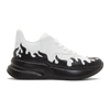 ALEXANDER MCQUEEN White & Black Flames Oversized Runner Sneakers