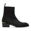 ALEXANDER MCQUEEN ALEXANDER MCQUEEN BLACK GLITTER ZIP-UP BOOTS