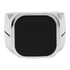 GIVENCHY GIVENCHY SILVER AND BLACK SIGNATURE SIGNET RING