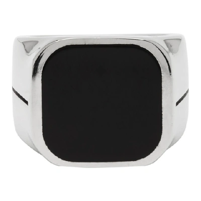 Givenchy Engraved Silver-tone Signet Ring In 008-blk/sil