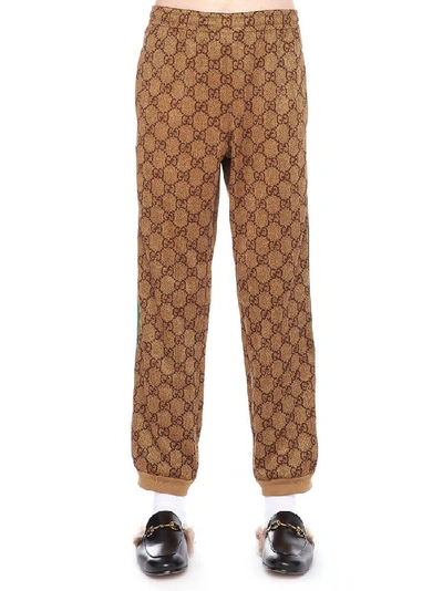 Gucci Gg Interlock Cotton Jersey Track Pants In Camel,green