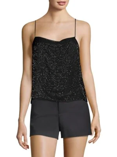 Alice And Olivia Harmon Embellished Tank Top In Black