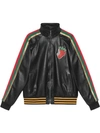 GUCCI LEATHER BOMBER JACKET WITH GUCCI STRAWBERRY