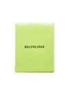 BALENCIAGA 'Shopping' logo print neon leather envelope clutch