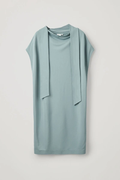 Cos Neck-tie Jersey Dress In Turquoise