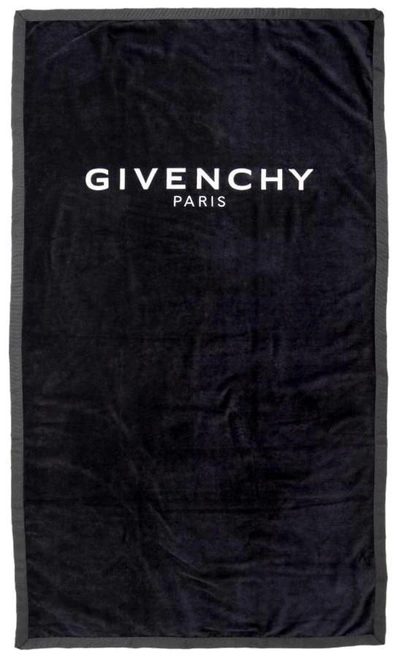 Givenchy Logo Beach Towel In Black