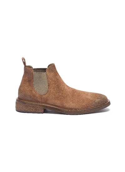 Marsèll Concrete-effect Heel Distressed Suede Chelsea Boots In Rovere