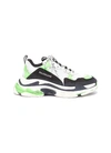 Balenciaga Men's Triple S Mesh & Leather Sneakers In White / Neon Green / Black