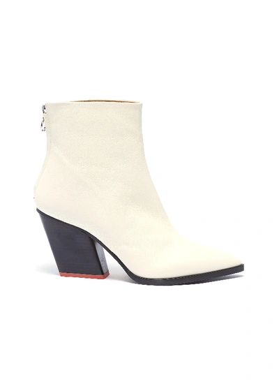 Aeyde 'cherry' Slanted Heel Leather Ankle Boots In White