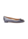 Manolo Blahnik 10mm Hangisiflat Satin Ballerina Flats In Grey