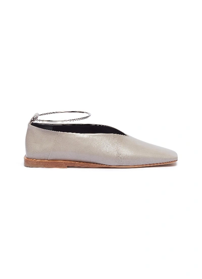 Jil Sander Anklet Choked-up Leather Flats In Grey