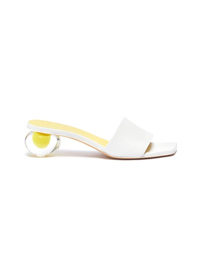 Gray Matters 'mildred' Egg Heel Leather Sandals In White / Yellow