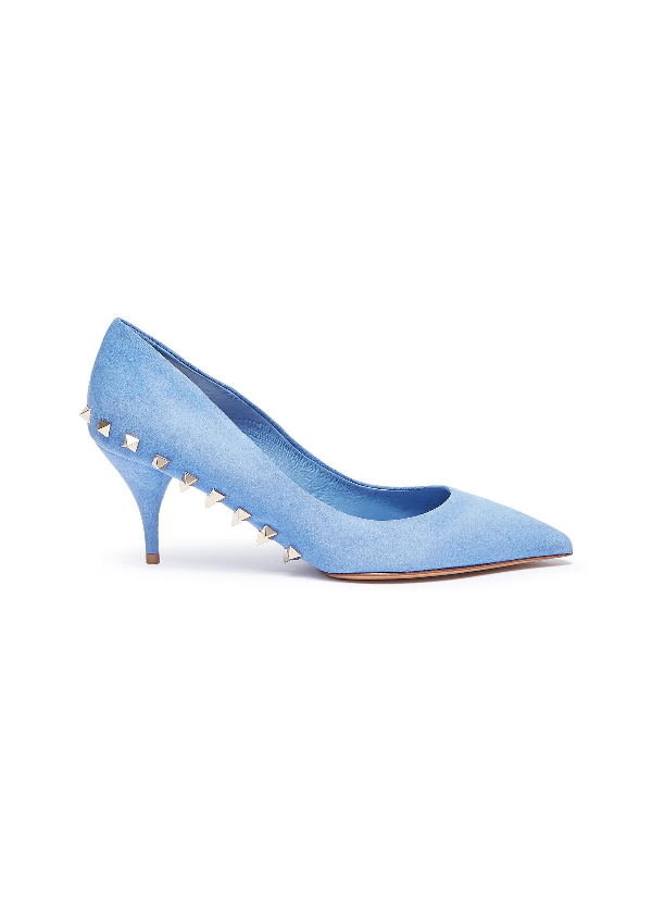 powder blue suede pumps