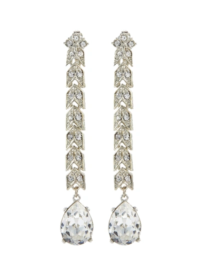 Kenneth Jay Lane Glass Crystal Link Drop Clip Earrings