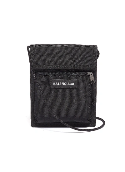 Balenciaga Men's Explorer Leather Pouch Strap Bag, Black