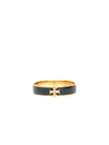 Tory Burch Raised Logo Enamel Hinge Bracelet In Gold/navy