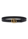 GUCCI GG LOGO BUCKLED LEATHER BELT