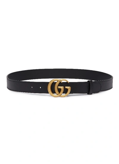 Gucci Gg Logo Buckled Leather Belt In Black