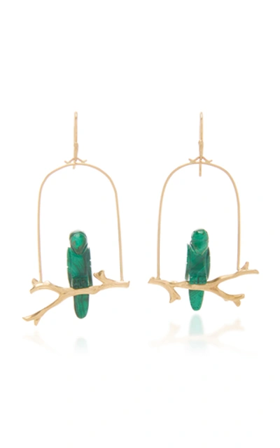 Annette Ferdinandsen Malachite Amazon Parrot Earrings In Green