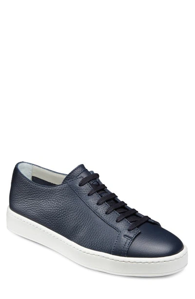 Santoni Cleanic Low-top Leather Sneakers In Dark Blue