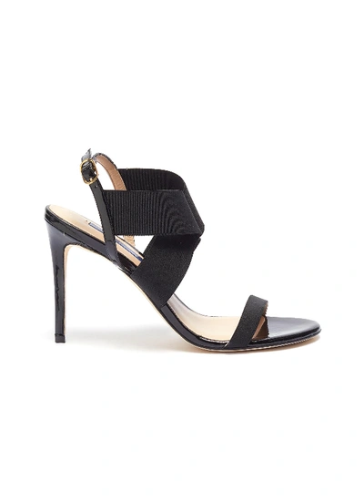 Stuart Weitzman 'alana' Cross Strap Sandals In Black Patent Leather