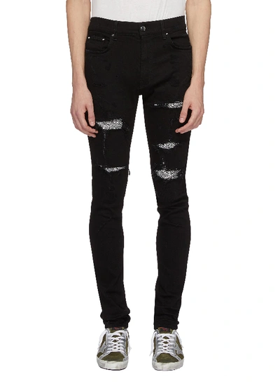 Amiri 'sequin Zebra' Patch Ripped Skinny Jeans ModeSens