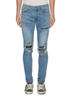 AMIRI 'MX1' pleated leather patch jeans