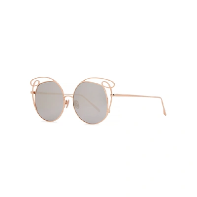 Linda Farrow Luxe 852 C1 Zazel Cat-eye Sunglasses In Gold
