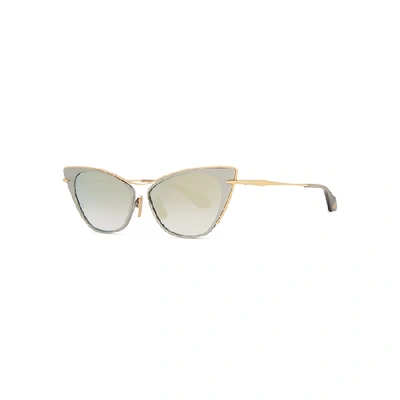 Dita Two-tone Metal Cat Eye Sunglasses In Silver And Other