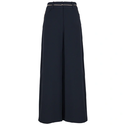 Peter Pilotto Navy Wide-leg Matte Satin Culottes