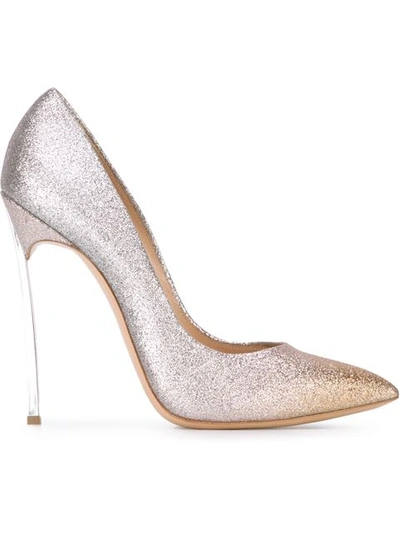 Casadei 120mm Blade Gradient Glittered Pumps, Gold/silver In Apricot Sorbet