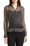 RAG & BONE LIBBY POLKA DOT SHEER SILK TOP,W294A0078