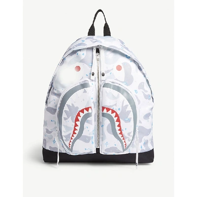 A Bathing Ape Space Shark Print Backpack In White