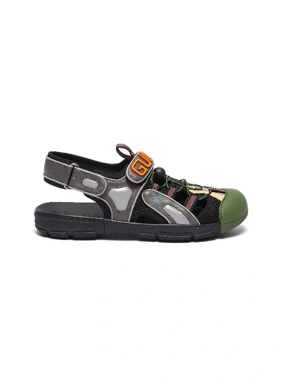 Gucci Men's Leather And Mesh Sandal In Grey