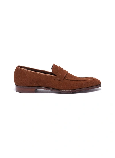 George Cleverley 'george' Suede Penny Loafers In Brown