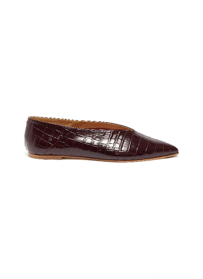 Aeyde 'moa' Choked-up Croc Embossed Leather Flats