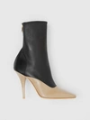 BURBERRY Two-tone Lambskin and Patent Leather Ankle Boots