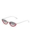 LINDA FARROW Acetate half rim metal narrow cat eye sunglasses