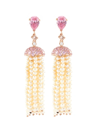 Anabela Chan Diamond Gemstone Freshwater Pearl Tassel Earrings In Multi-colour