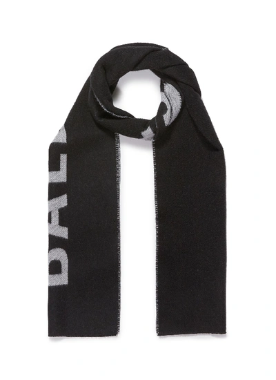 Balenciaga Black Logo-intarsia Wool Scarf