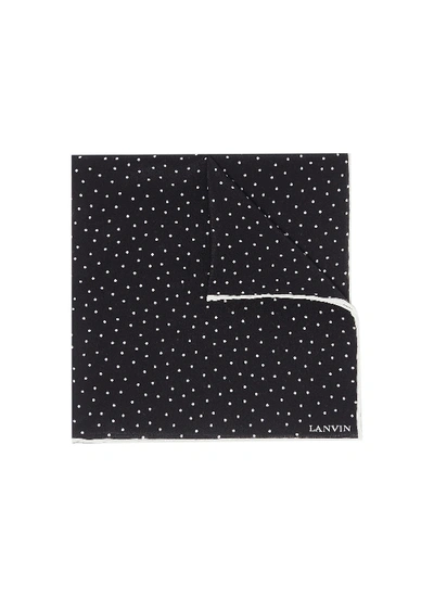 Lanvin Dot Print Silk Pocket Square In Black / White