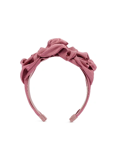 Jennifer Behr 'triple Rosette' Faille Headband In Mauve Pink