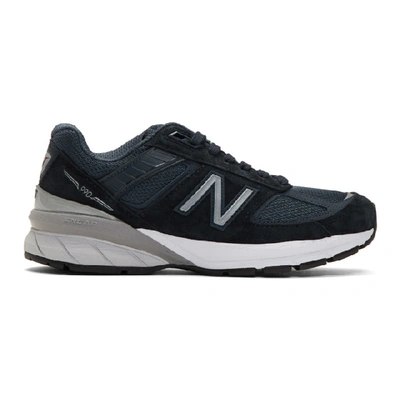 New Balance Navy Made In Us 990 V5 Trainers In Blue