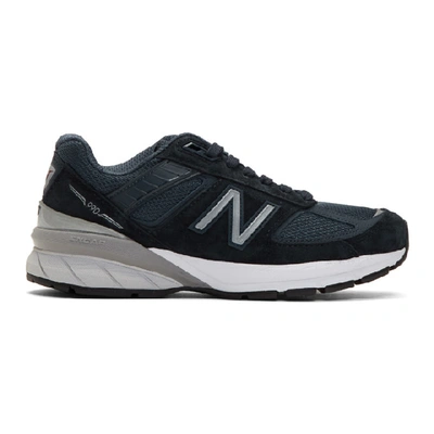 New Balance Navy Made In Us 990 V5 Sneakers In Nvy/sil