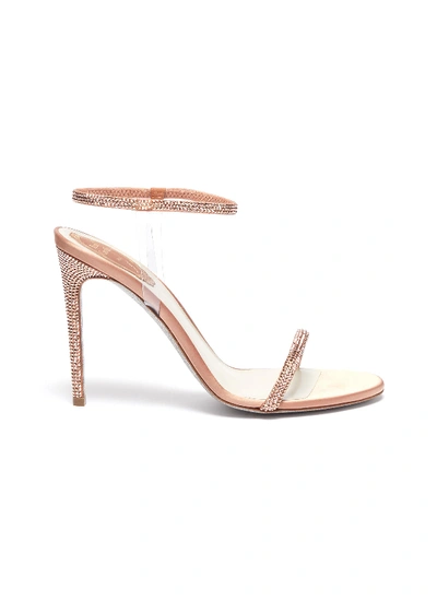 René Caovilla 'elastica 105' Ankle Strap Pvc Strass Satin Sandals In Pink