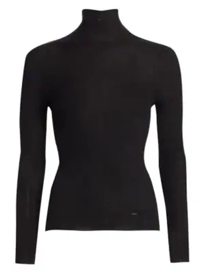 Akris Seamless Cashmere & Silk Turtleneck Sweater In Black
