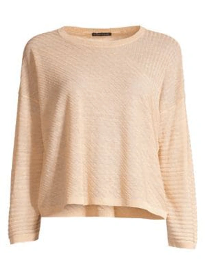 Eileen Fisher Fine Ribbed Organic Linen Sweater In Dune