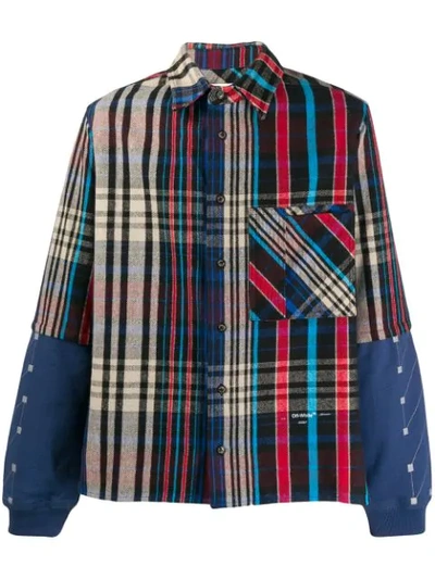 Off-white Jersey-sleeve Layered Checked Cotton-blend Shirt In Multicolor