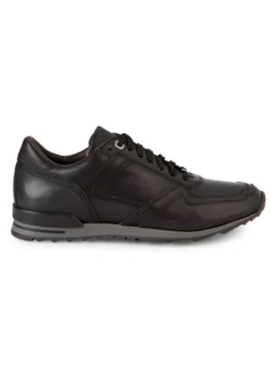 Canali Low-top Leather Sneakers In Grey