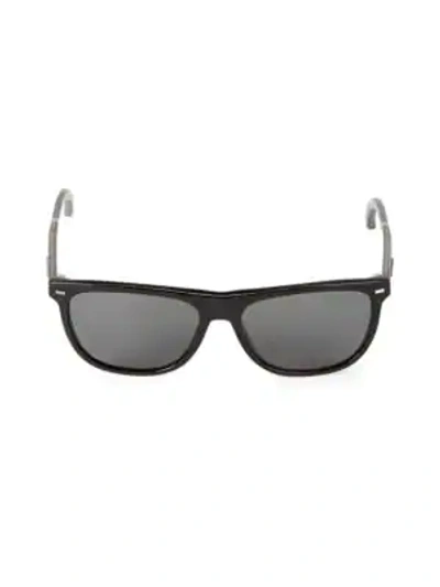 Ermenegildo Zegna 56mm Polarized Rectangular Sunglasses In Black